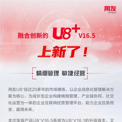 用友U8+V16.5上市了！